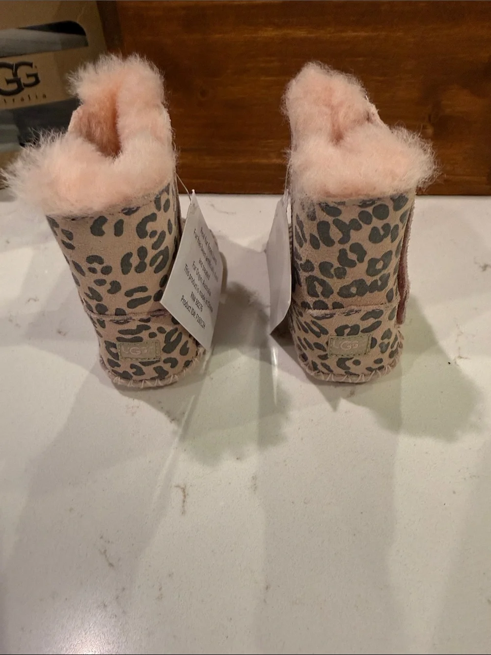 UGG Pink Leopard Print Shearling Baby Boots